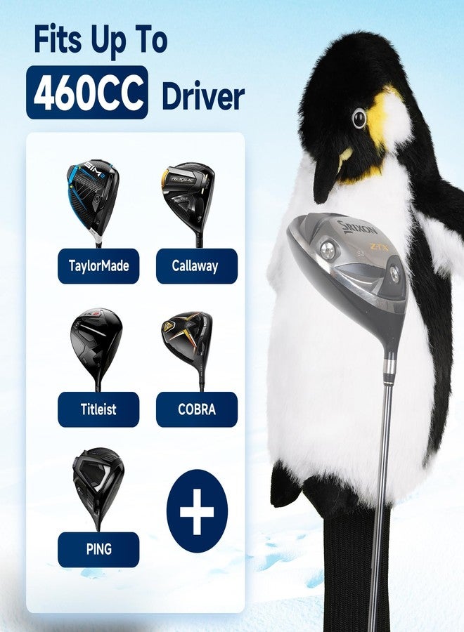 LZFAN Golf Club Covers for Drivers Funny Driver Headcover Animal Golf Club Head Covers Golf Gifts for Men Women Plush Cute (Penguin for Driver) - Image 3