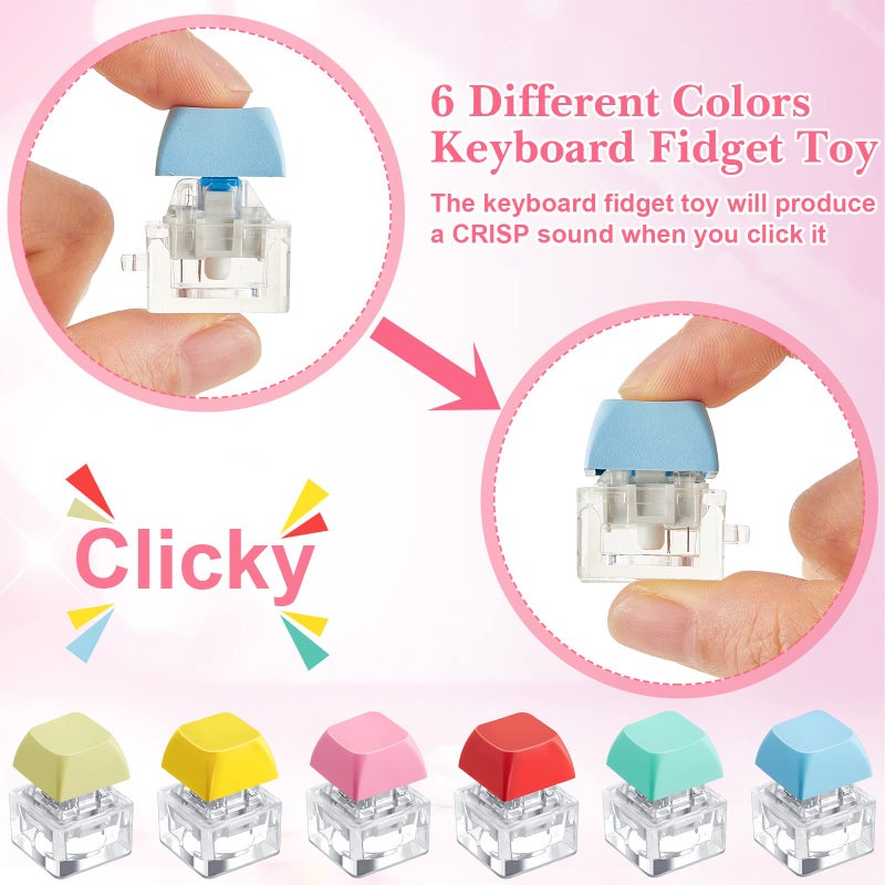 Nosiny 24 Pcs Keyboard Fidget Toys Keyboard Fidget Keychains for Adults Finger Stress Relief Keycap for Decompression Gifts(Fresh Color) - Image 3