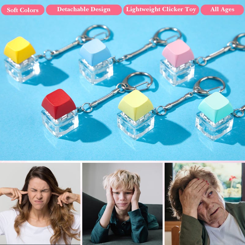 Nosiny 24 Pcs Keyboard Fidget Toys Keyboard Fidget Keychains for Adults Finger Stress Relief Keycap for Decompression Gifts(Fresh Color) - Image 5