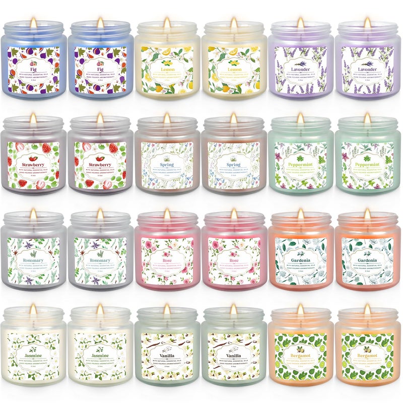 YOROXRG 24 Pack Scented Candles with Added Natural Essential Oils, 3.5oz, Suitable for Various Festivals, Parties, Yoga, and Home Scene - Image 1