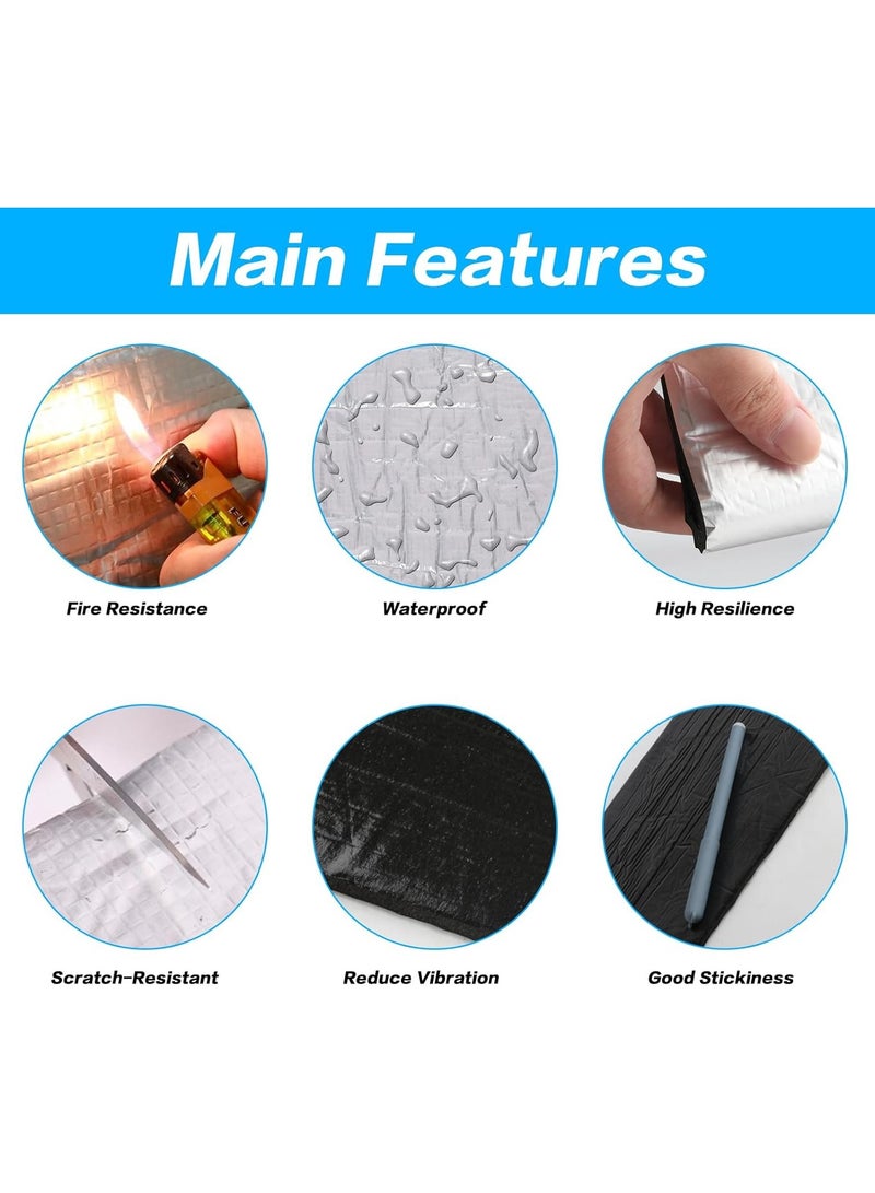 10 Pcs Car Sound Deadening Self Adhesive Mat, Auto Butyl Heat Insulation & Sound Dampening Pads, Audio Noise Insulation and Dampening Mats for Car Hood Ceiling Door, 9.76x7 inch - Image 4
