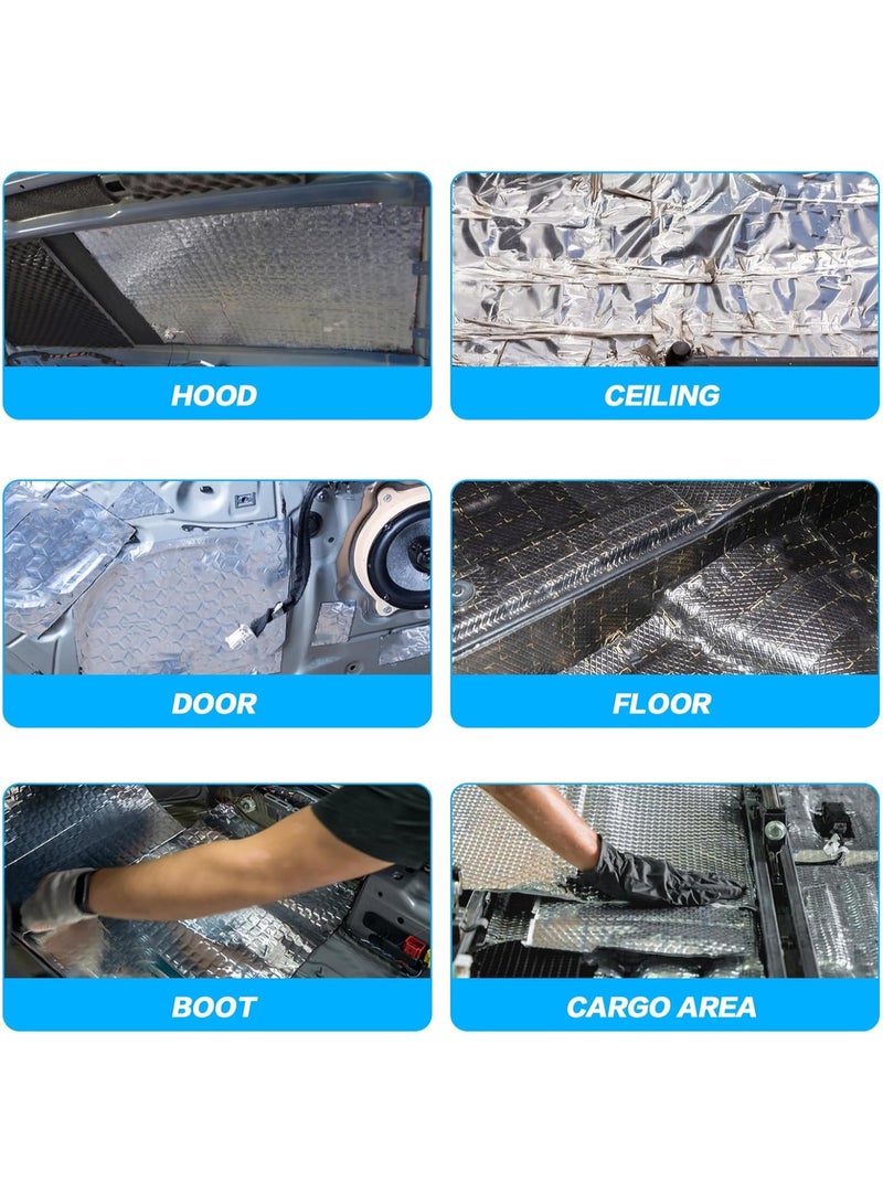 10 Pcs Car Sound Deadening Self Adhesive Mat, Auto Butyl Heat Insulation & Sound Dampening Pads, Audio Noise Insulation and Dampening Mats for Car Hood Ceiling Door, 9.76x7 inch - Image 3