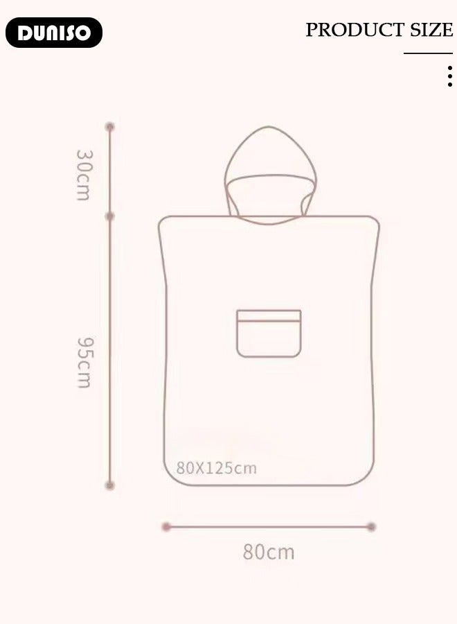 DUNISO Hooded Bathrobe for Women, Lightweight Soft Comfortable Fabric Sleepwear Knee Length Robe Night Non Shedding Sleepwear Women's Mid-Length Plush Bathrobe  - Image 4