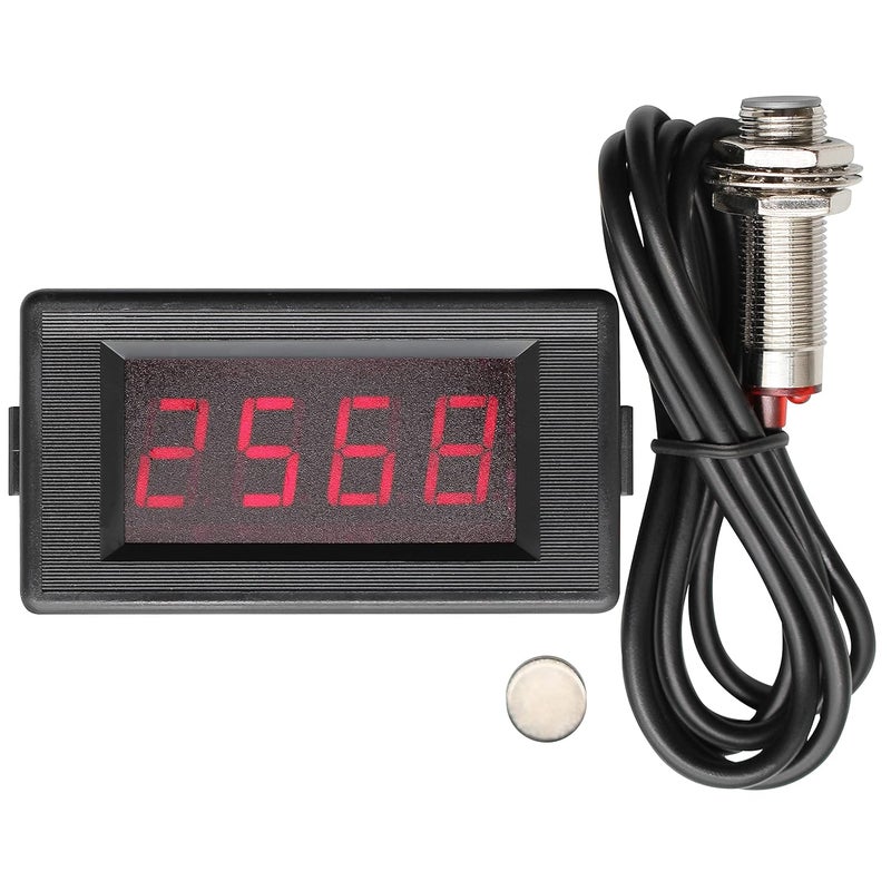 DIGITEN DC 12V 4 Digital Red LED Counter Meter Up Down+Hall Proximity Switch Sensor NPN - Image 1