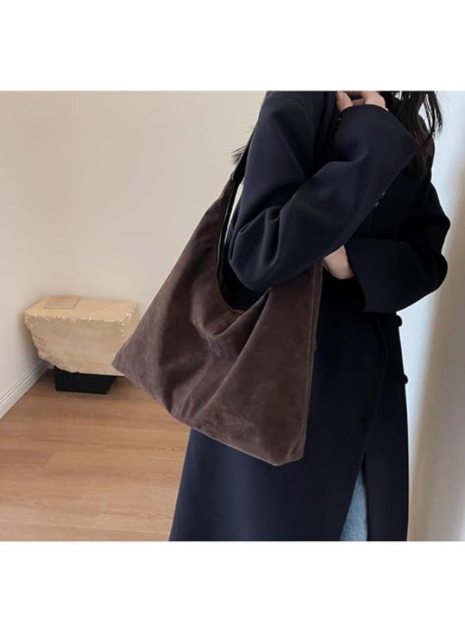 Arabest Women’s Trendy Suede Tote Bag Shoulder Bags For Women Fall Underarm Bag Winter Hobo Bag Work Purses Suede Travel Handbag - Image 4