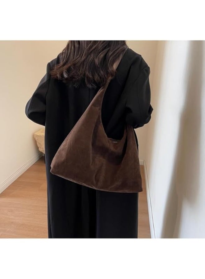 Arabest Women’s Trendy Suede Tote Bag Shoulder Bags For Women Fall Underarm Bag Winter Hobo Bag Work Purses Suede Travel Handbag - Image 2