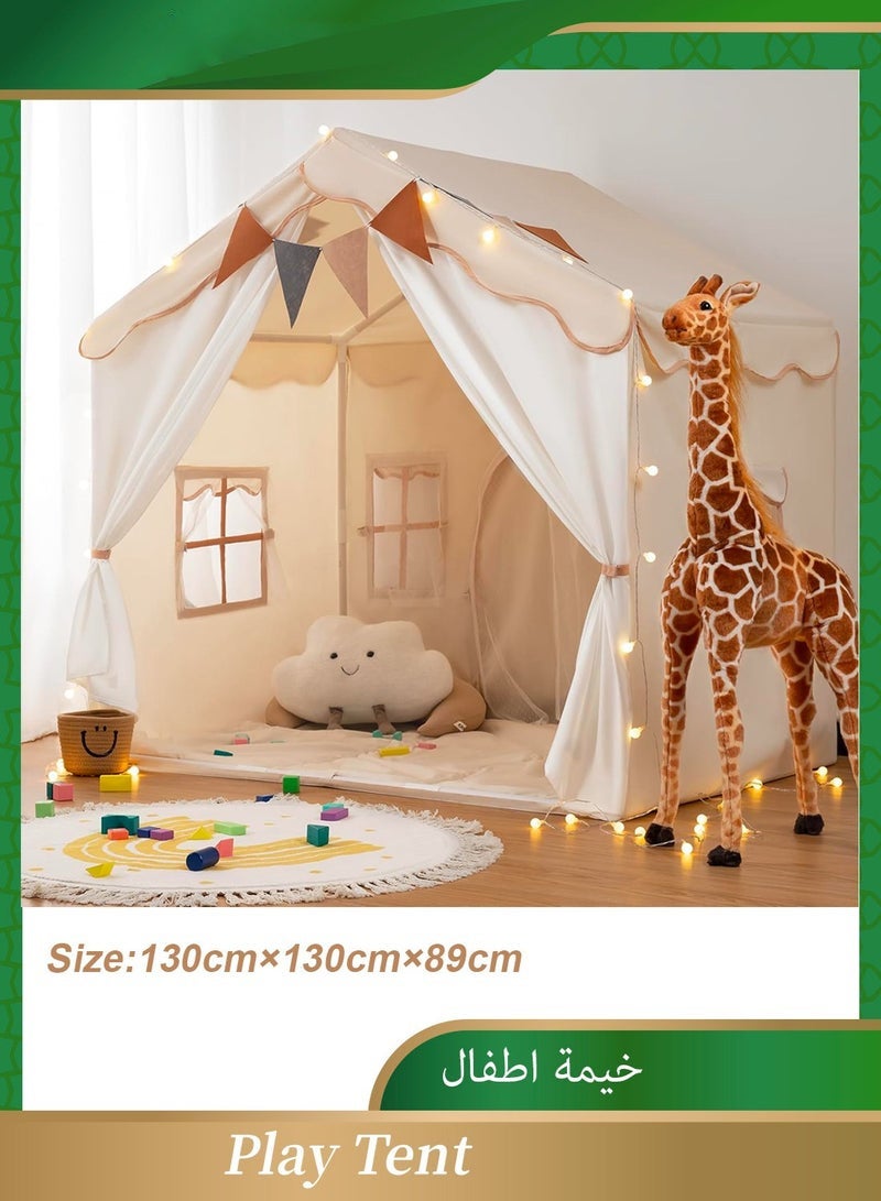 إج خيمة اطفال ، تلعب خيمة مع لينة حصيرة و أضواء ليد ، خيمة مناسبة للأطفال ألعاب (البيج) - Image 2