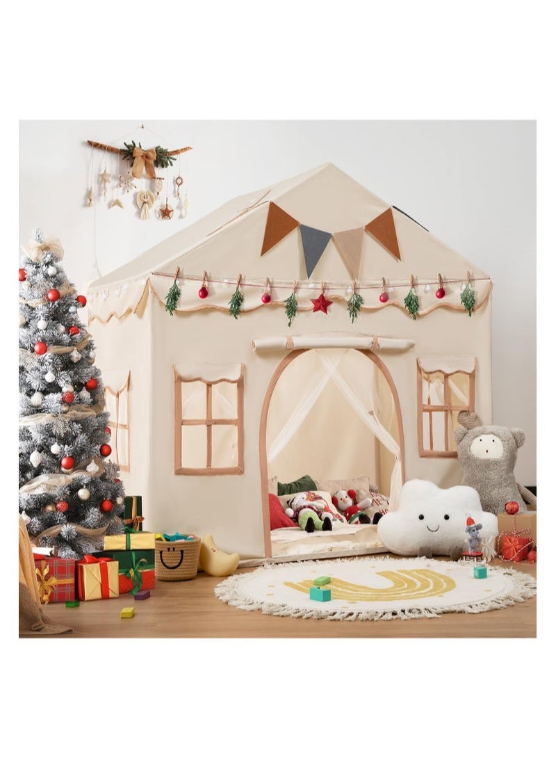 إج خيمة اطفال ، تلعب خيمة مع لينة حصيرة و أضواء ليد ، خيمة مناسبة للأطفال ألعاب (البيج) - Image 1