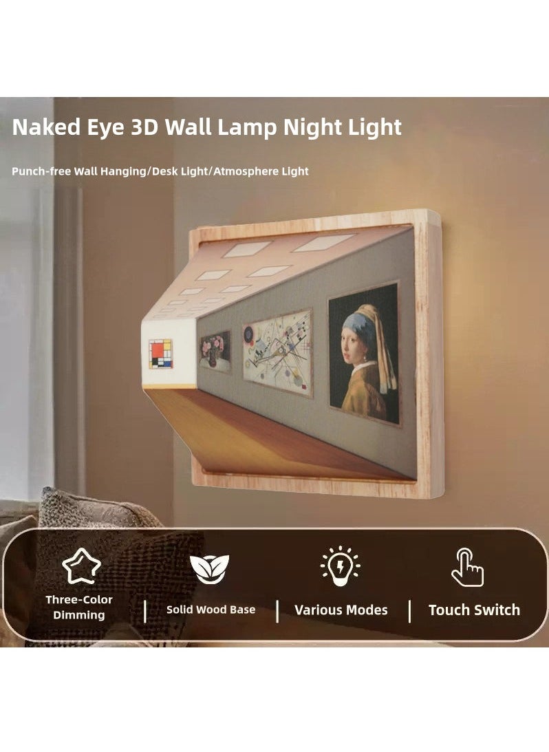 Generic 3D Naked Eye Vision Night Light, 3 Light Modes Touch Adjustment, Wall-Mounted Decorative Lamp, Creative Visual Illusion Table Lamp, Artistic LED Lamp Suitable For Corridor Walls, Home Decoration, Countertops (USB Powered)  - Image 4