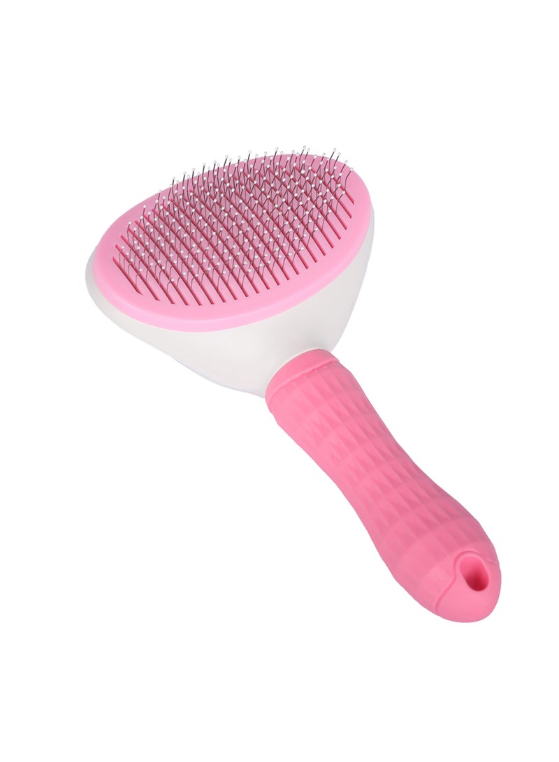 HAPPY PUSS Pet brush, cat and dog round comb; grooming Tool for short-haired and long-haired pets; removes loose hair & tangles. for shedding and grooming-pink color - Image 1