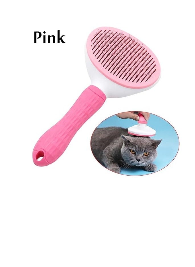 HAPPY PUSS Pet brush, cat and dog round comb; grooming Tool for short-haired and long-haired pets; removes loose hair & tangles. for shedding and grooming-pink color - Image 4