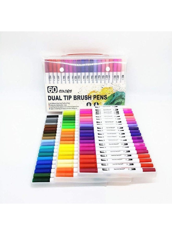 اقلام تلوين مائية مزدوجه الرأس 60 لون - Image 1