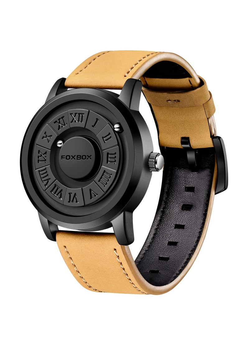 FOXBOX New Men's Creative Magnetic Scrolling Beads Quartz Watch for Men Waterproof watches - Image 2
