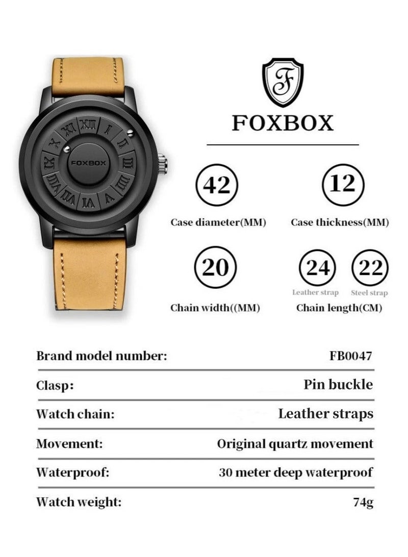 FOXBOX New Men's Creative Magnetic Scrolling Beads Quartz Watch for Men Waterproof watches - Image 4