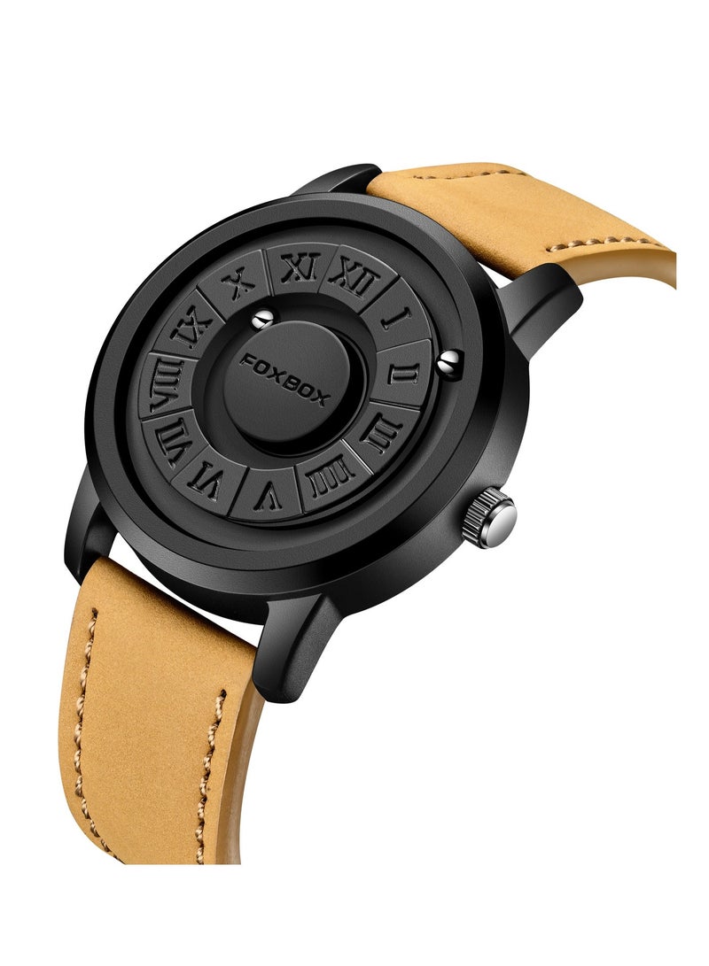 FOXBOX New Men's Creative Magnetic Scrolling Beads Quartz Watch for Men Waterproof watches - Image 3