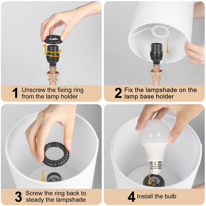 Boncoo Dimmable Small Table Lamp, Bedside Lamps Touch Control for Bedrooms Nightstand with Wood Grain Base, Desk Lamp Night Light for Office Living Room, 9W 3000K LED Bulb Included - Image 5