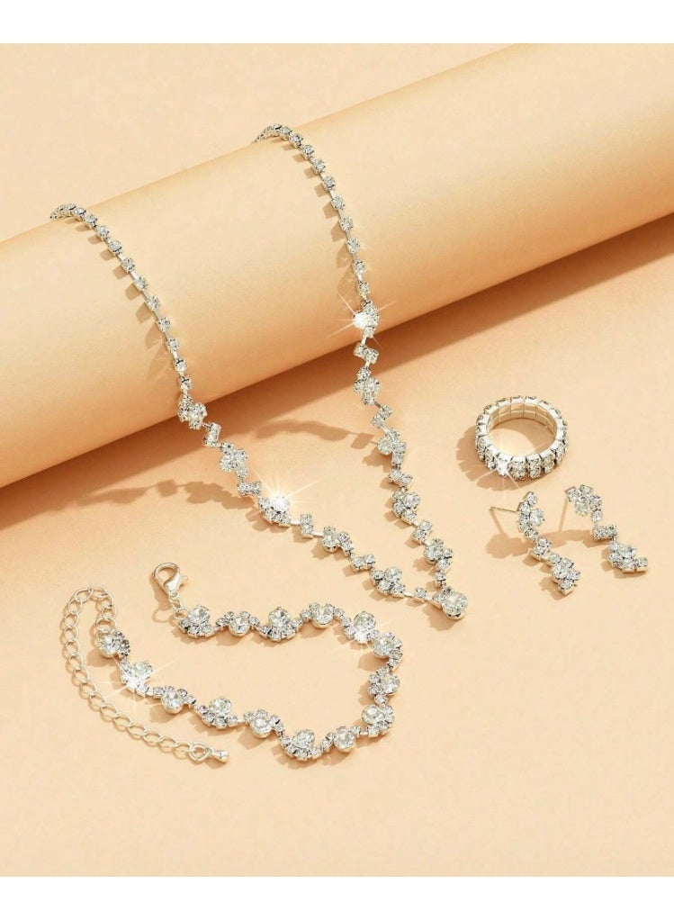 JewelryPalace Amazing Trendy Women's Zirconia Necklace And Earrings And Bracelet And Ring Jewellery Set  - Image 3