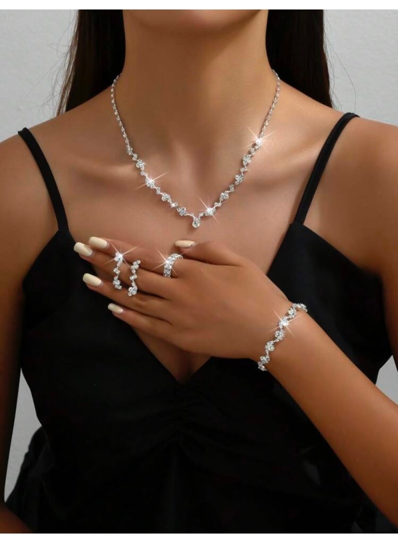 JewelryPalace Amazing Trendy Women's Zirconia Necklace And Earrings And Bracelet And Ring Jewellery Set  - Image 1