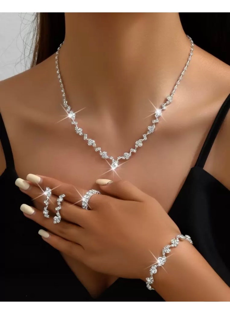 JewelryPalace Amazing Trendy Women's Zirconia Necklace And Earrings And Bracelet And Ring Jewellery Set  - Image 2