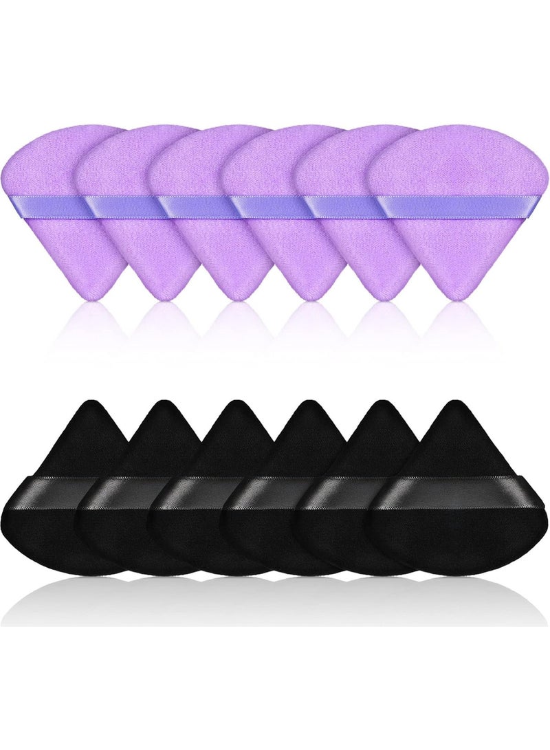 12 Pieces Powder Puff Triangle Face Makeup Cosmetic for Loose Powder – Soft, Washable, Reusable Foundation Sponge – Wet & Dry Mineral Makeup Tool for Face - Image 1