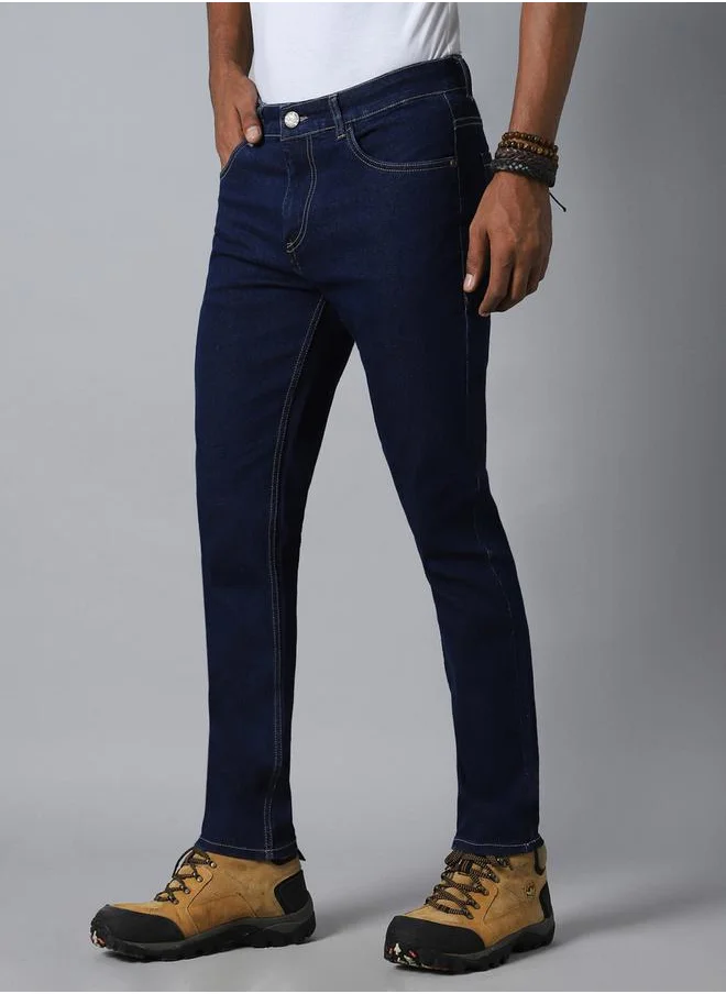 HIGH STAR Mid Rise Plain Regular Fit Jeans by Styli