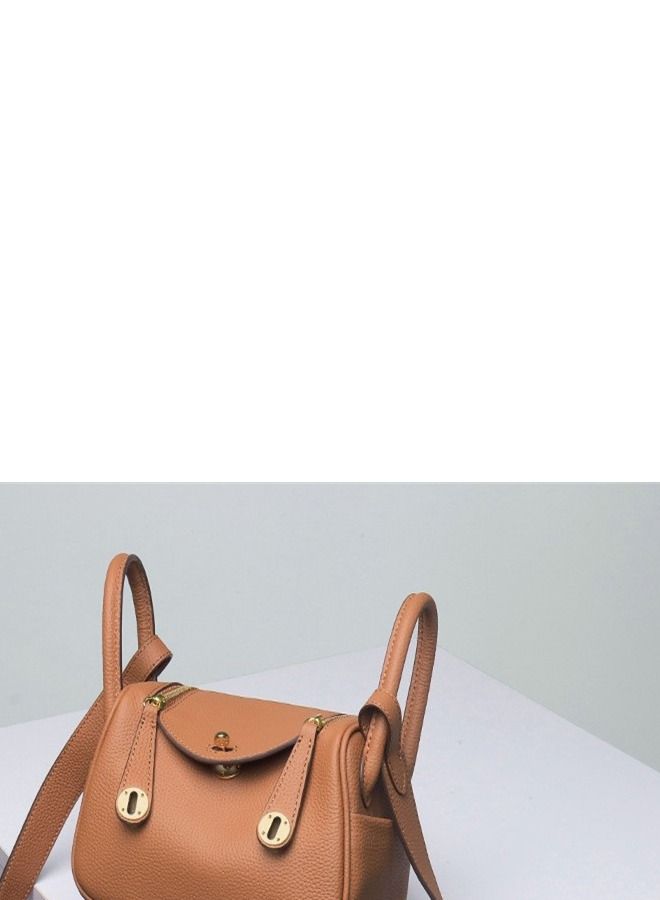 Loquat Leather One-Shoulder Portable Pillow Bag Brown  - Image 3