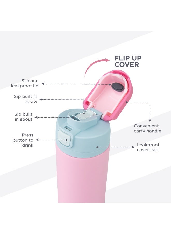 Hydrobrew Personalized SipSwitch™ Insulated Water Bottle 720ml – Leakproof, Stainless Steel, Straw & Spout Lid -Rose Silk - Image 4