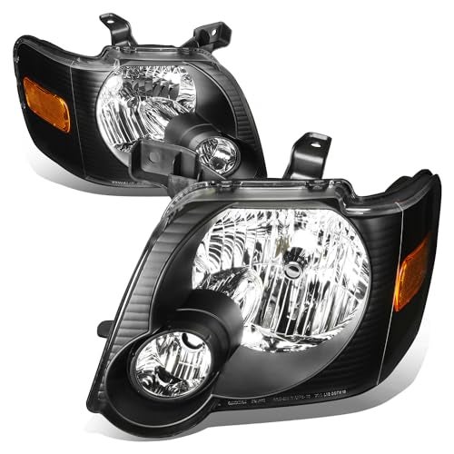 Auto Dynasty Headlight Assembly Headlamps Compatible with 2006 2007 2008 2009 2010 Ford Explorer/Sport Trac, Driver and Passengers, Black Housing Amber Corner - Image 1