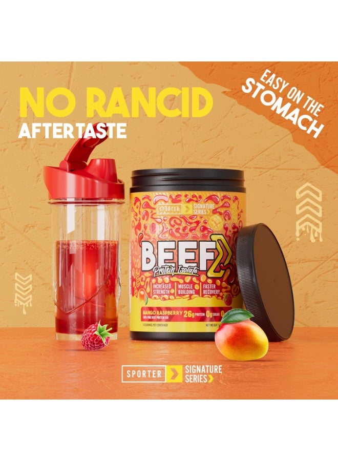 Beef Protein Isolate – Raspberry Mango, 540 Gm | Hydrolyzed Beef Protein Powder With Complete Amino Acid Profile & High Protein Content