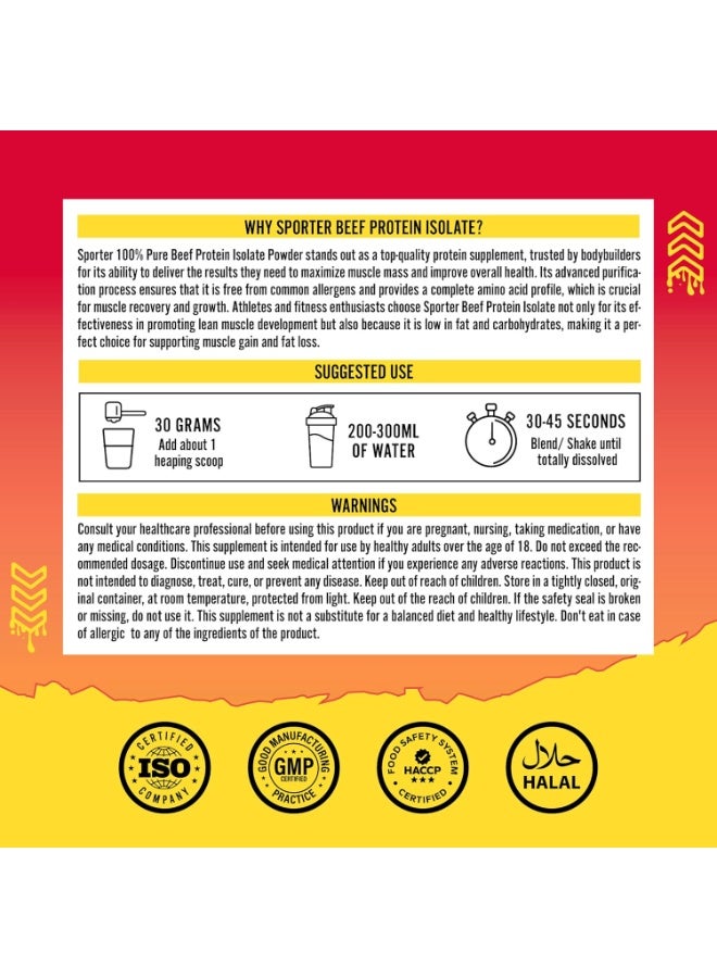 Beef Protein Isolate – Raspberry Mango, 540 Gm | Hydrolyzed Beef Protein Powder With Complete Amino Acid Profile & High Protein Content