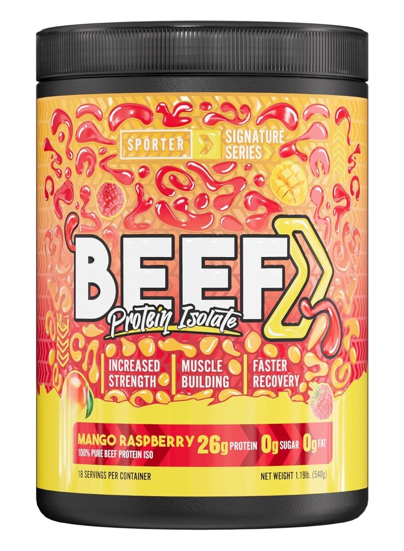سبورتر بروتين لحم بقري معزول - توت العليق والمانجو، ٥٤٠ غرام | مسحوق بروتين لحم بقري مُحلل غني بالأحماض الأمينية ومحتوى عالٍ من البروتين - Image 1