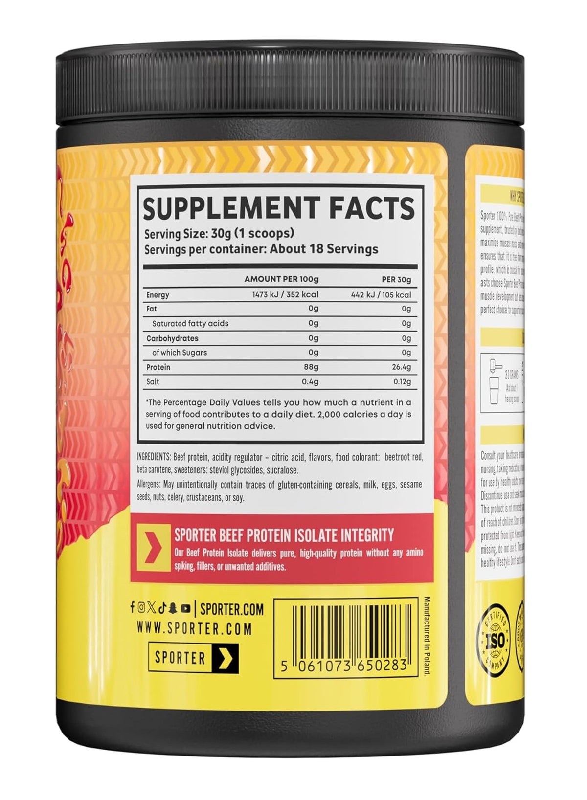 Beef Protein Isolate – Raspberry Mango, 540 Gm | Hydrolyzed Beef Protein Powder With Complete Amino Acid Profile & High Protein Content