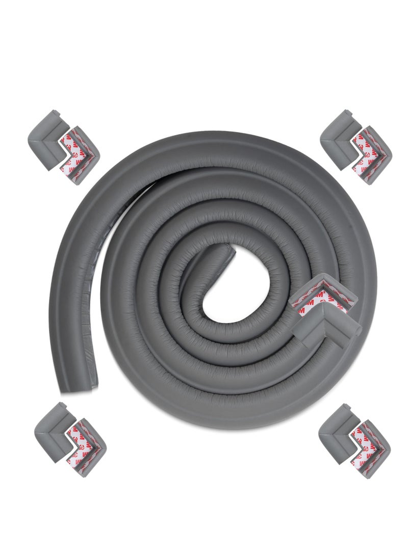 Baybee Baby Safety Corners for Edge | Pre-Taped Corner Guards for Babies with 6.5ft Edge Strip & 10 Pcs Edge | Child Safety Protector for Furniture | Baby Proofing Edge Guards for Kids (Grey) - Image 1