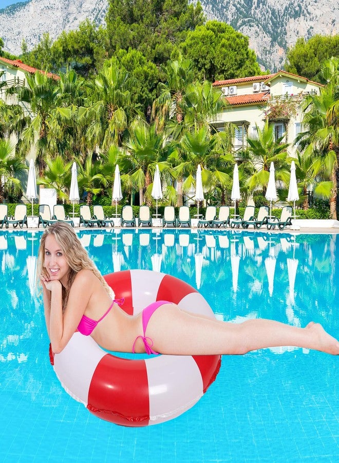 Baseo 2 Pcs 32inch Inflatable Pool Floats -Pool Floats Tubes Pool Tubes- Swim Tubes Inflatable 32" Pool Rings- Pool Swimming Rings for Adults Summer Beach Pool Party Decor (Beach Theme-red, 32inch) - Image 4