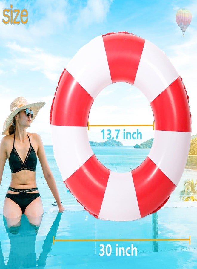 Baseo 2 Pcs 32inch Inflatable Pool Floats -Pool Floats Tubes Pool Tubes- Swim Tubes Inflatable 32" Pool Rings- Pool Swimming Rings for Adults Summer Beach Pool Party Decor (Beach Theme-red, 32inch) - Image 2