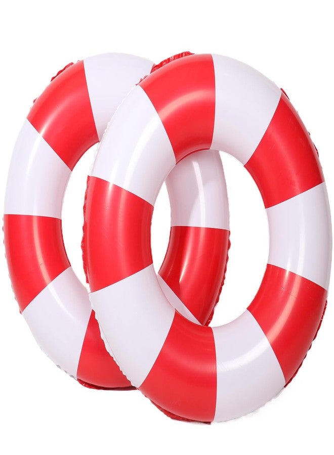 Baseo 2 Pcs 32inch Inflatable Pool Floats -Pool Floats Tubes Pool Tubes- Swim Tubes Inflatable 32" Pool Rings- Pool Swimming Rings for Adults Summer Beach Pool Party Decor (Beach Theme-red, 32inch) - Image 1