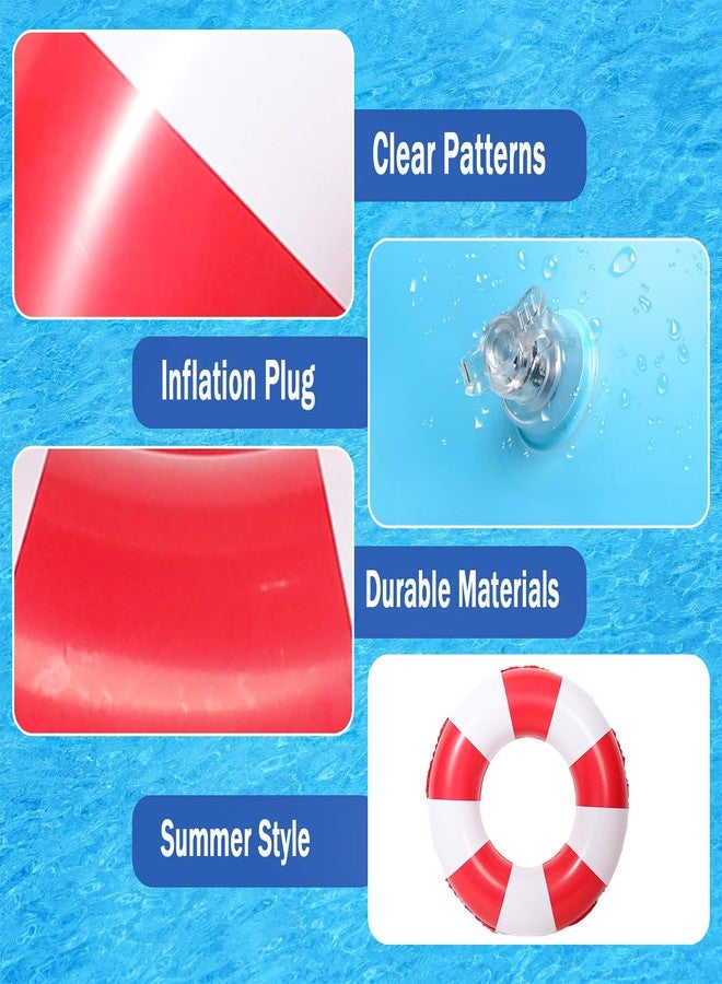 Baseo 2 Pcs 32inch Inflatable Pool Floats -Pool Floats Tubes Pool Tubes- Swim Tubes Inflatable 32" Pool Rings- Pool Swimming Rings for Adults Summer Beach Pool Party Decor (Beach Theme-red, 32inch) - Image 3