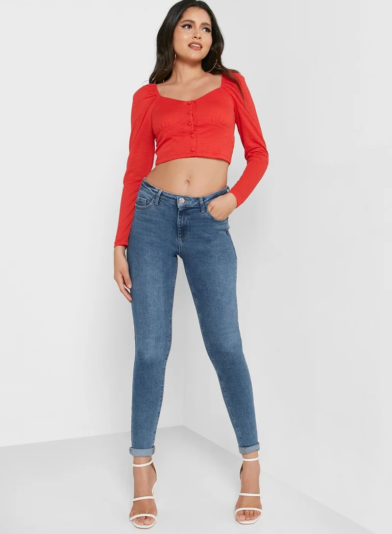 Miss Selfridge Mock Button Down Top
