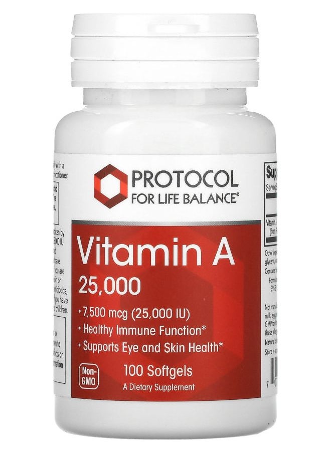 Protocol For Life Balance Vitamin A 7500 mcg (25000 IU) 100 Softgels 