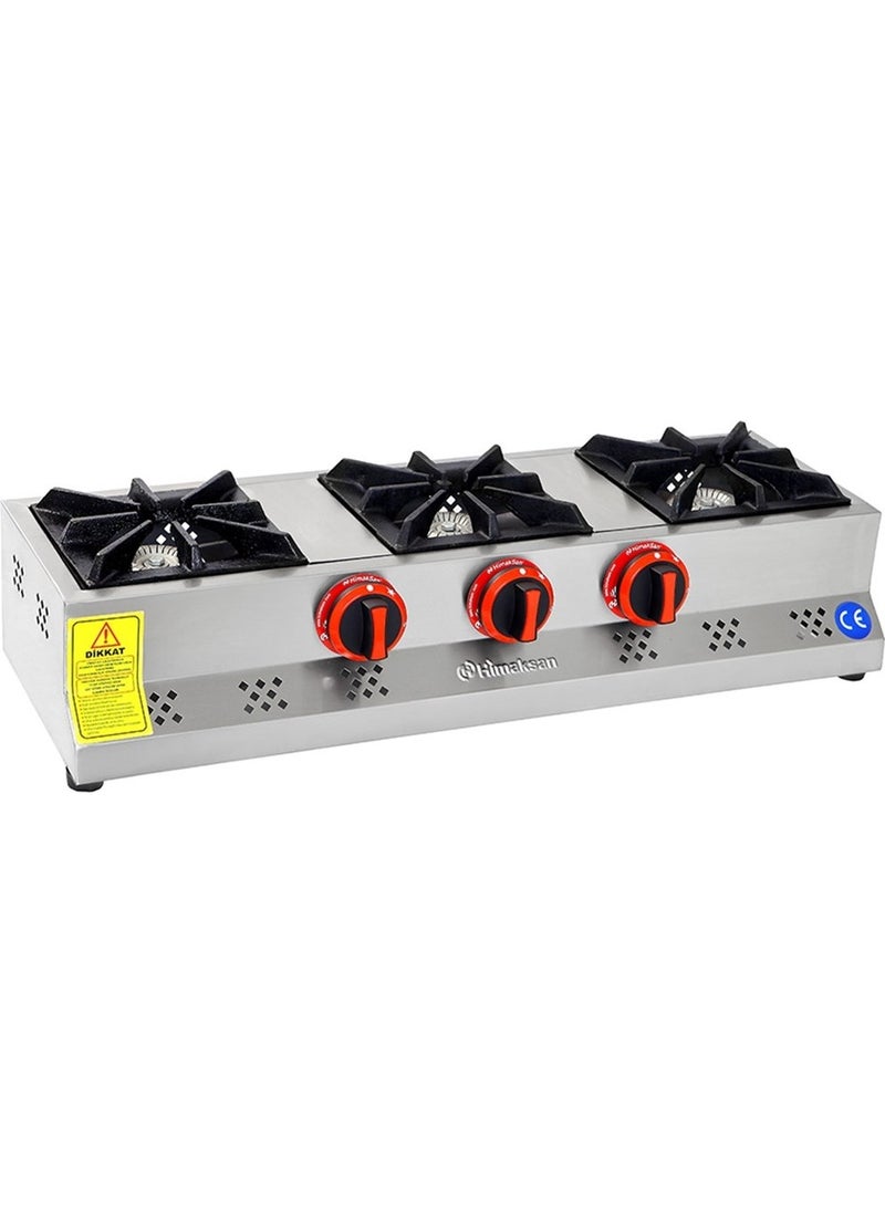 Himaksan Industrial LPG Cylinder Countertop Mini Triple 3-Burner Stove 