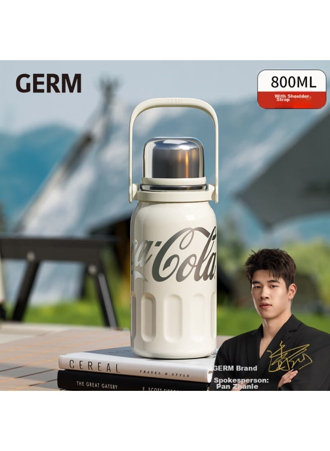 Germ Coca-cola Rhythm Insulated Water Bottle For Men And Women, Sports Water Bottle, Large Capacity Car Cup, Student Cup, 800ml, White - Image 1