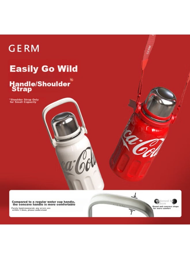 Germ Coca-cola Rhythm Insulated Water Bottle For Men And Women, Sports Water Bottle, Large Capacity Car Cup, Student Cup, 800ml, White - Image 3