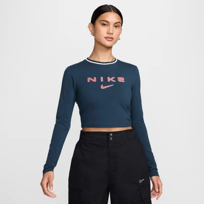 Nike Women's Sportswear Chill Long-Sleeve Cropped Graphic Tee