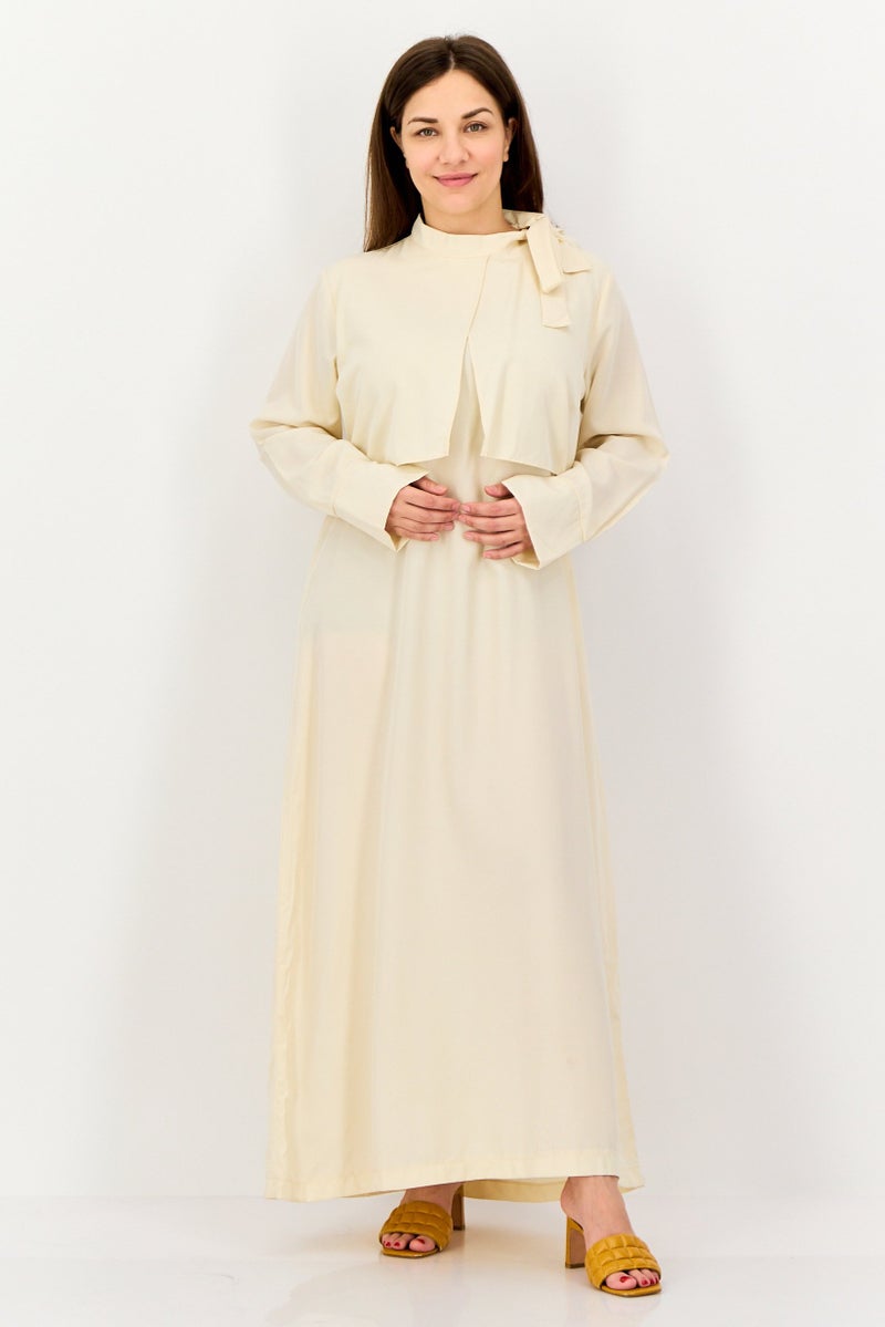 trendyol Women Plain Maxi Dress, Cream - Image 1