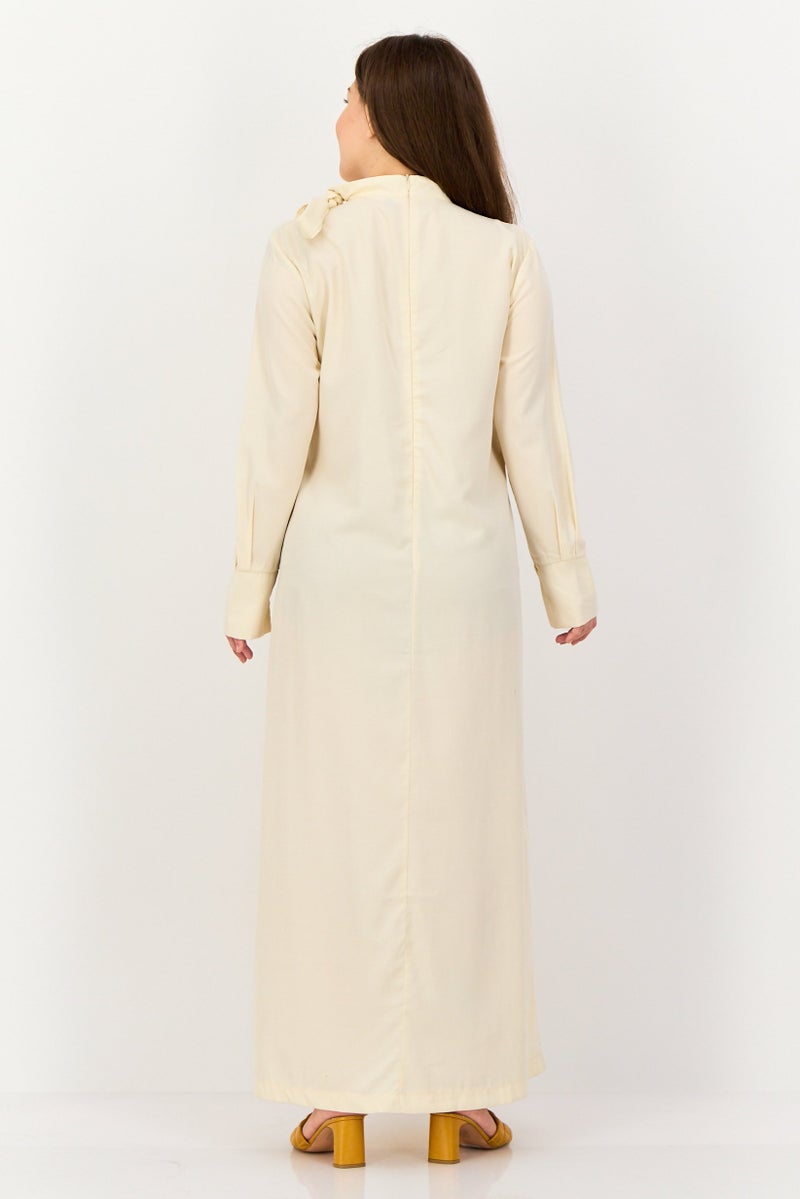 trendyol Women Plain Maxi Dress, Cream - Image 3