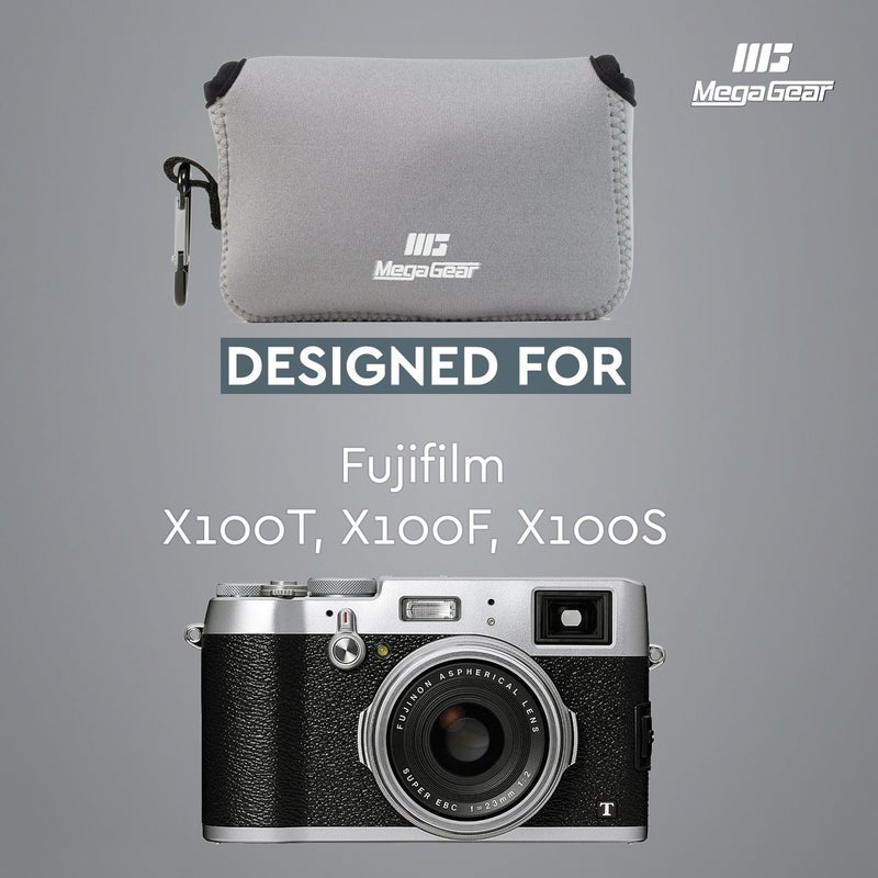 MegaGear Fujifilm X100F, X100T, X100S Ultra Light Neoprene Camera Case, with Carabiner - Gray - MG1095 - Image 5