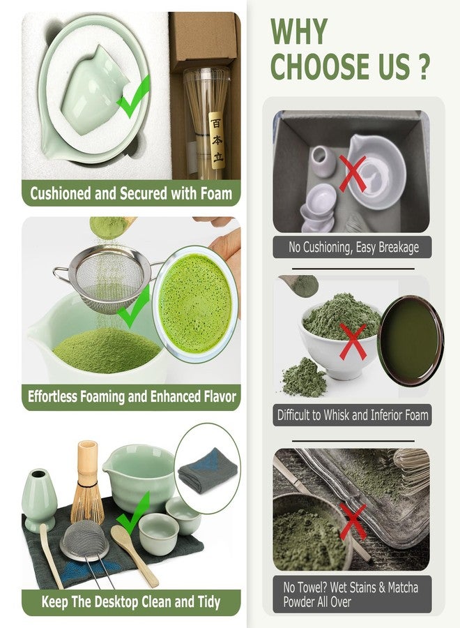 Zingbee 10-Piece Matcha Whisk Set, Matcha Kit with Matcha Bowl and Cups, Matcha Whisk and Holder, Scoop, Spoon, Sifter, Towel, and Handbook, Matcha Set Gifts for Birthdays and Christmas - Image 3