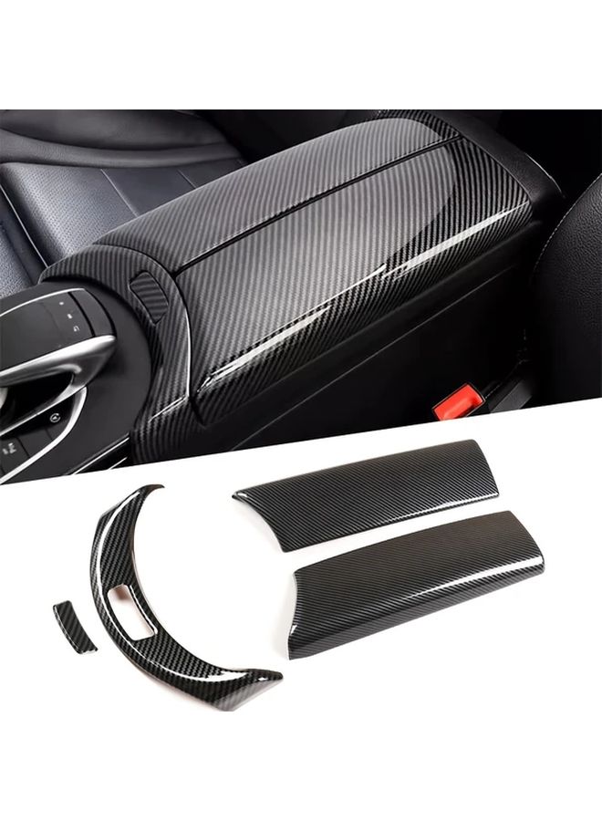 Carbon Fiber Texture Armrest Cover Kit For C Class GLC W205 X253 Models 2015 2021 - Image 1