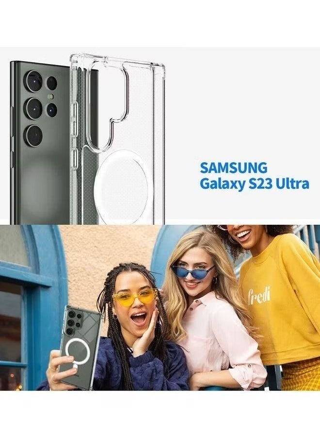 Raxoom Clear Magnetic Case Compatible with MagSafe Wireless Charging Transparent Slim Cover for Samsung Galaxy S23 Ultra Clear - Image 4