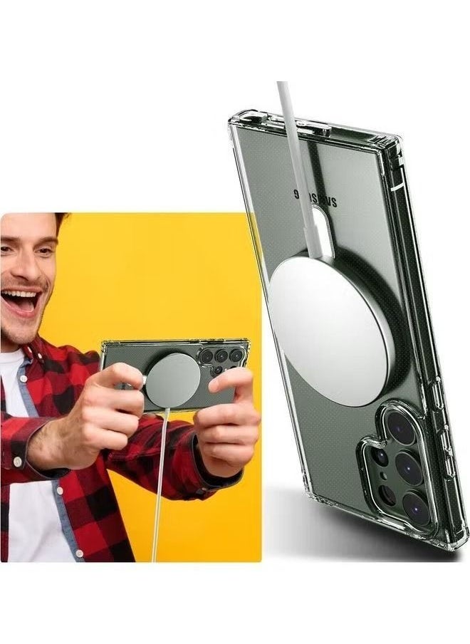 Raxoom Clear Magnetic Case Compatible with MagSafe Wireless Charging Transparent Slim Cover for Samsung Galaxy S23 Ultra Clear - Image 3